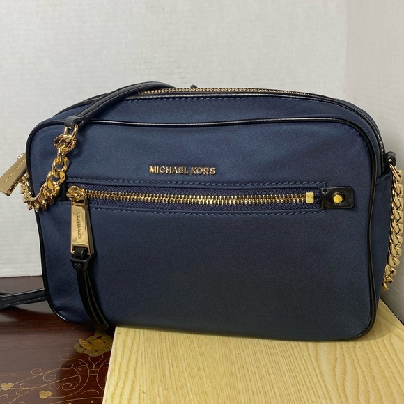 Michael Kors Midnight Blue Crossbody Bag with Gold Accents - Picture 1 of 14